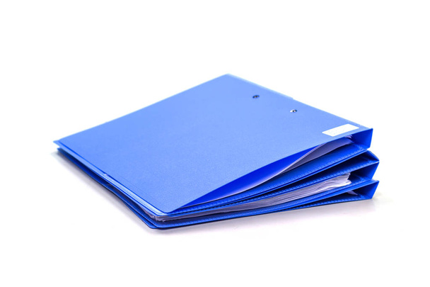 Blue file folder with documents and documents. retention of contracts. isolated white background - Photo, Image