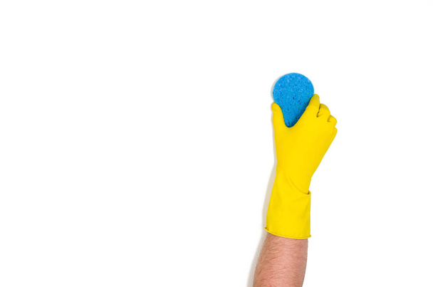 Isolated hand cleaning against a white background, top view - Photo, image