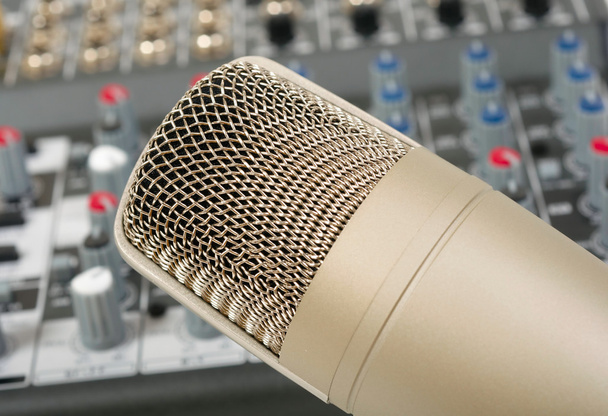 Studio microphone on the audio control c - Fotó, kép