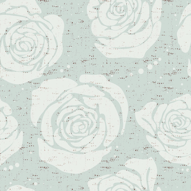 Vector floral seamless pattern with big decorative silhouette rose. Flowers wallpaper - Vecteur, image
