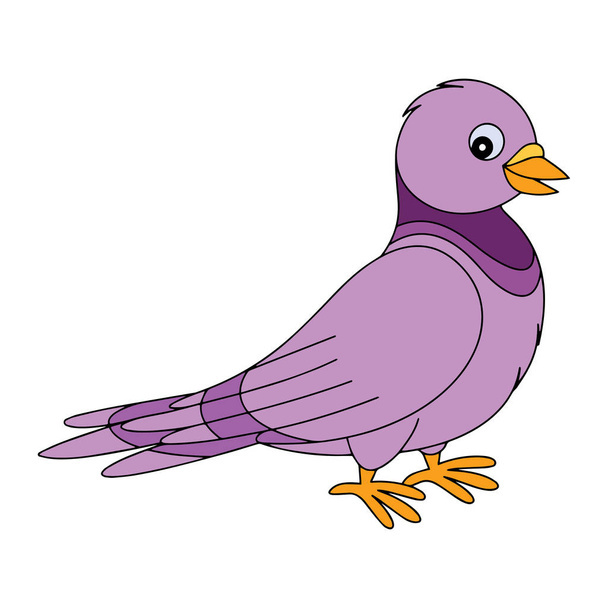 Cute cartoon bird on white background for childrens prints, t-shirt, color book, funny and friendly character for kids - Vetor, Imagem