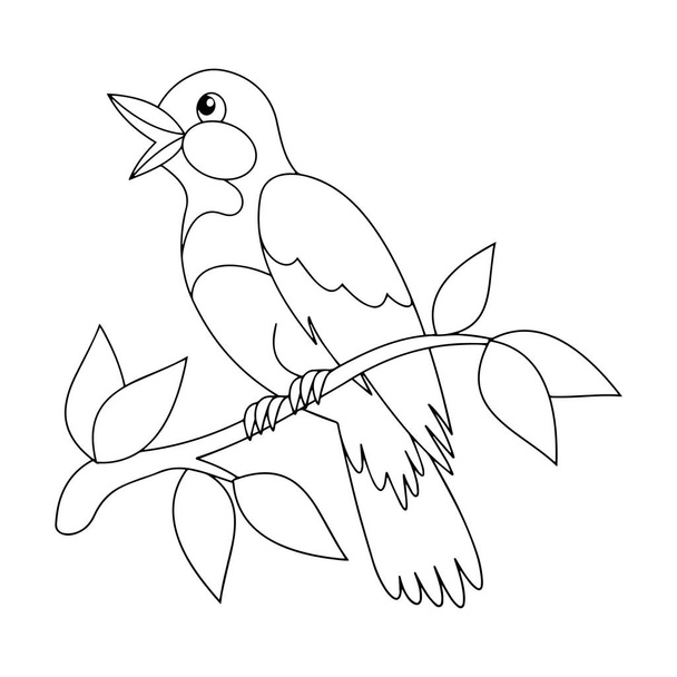 Cute cartoon bird on white background for childrens prints, t-shirt, color book, funny and friendly character for kids - ベクター画像