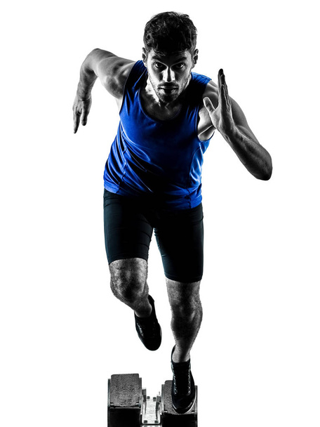 Läufer Sprinter Laufen Sprint Leichtathletik Mann Silhouette Isola - Foto, Bild