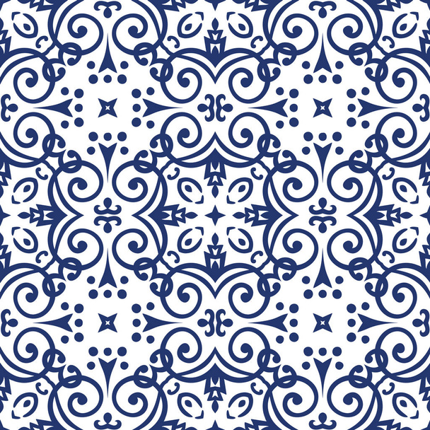 Blue Arabesque Pattern - Vector, Image