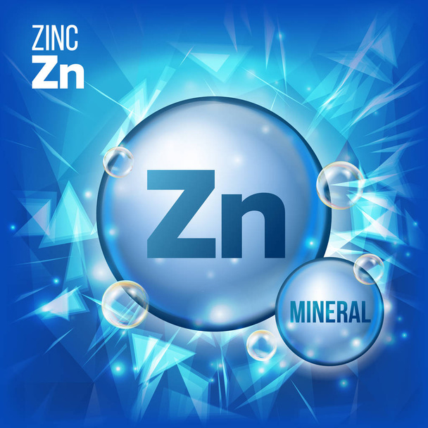 Zn Zinc Vector. Икона Минеральной Синей Таблетки. Икона витаминной капсулы. Вещество для красоты, косметики, дизайна рекламных объявлений Heath. 3D минеральный комплекс с химической формулой. Иллюстрация
 - Вектор,изображение