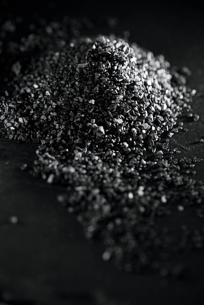 Hawaiian black lava sea salt close up - Фото, изображение