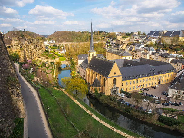 View of Grund district in Luxembourg City, Luxembourg - Photo, Image