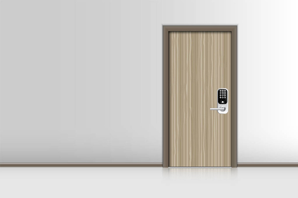 Reális egyetlen ajtó és belső dekoratív, beltéri koncepció - Vektor, kép