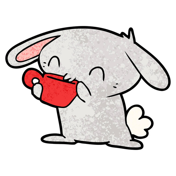 漫画のウサギのお茶を飲む - ベクター画像