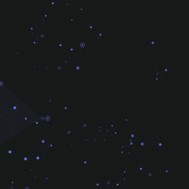 Fundo escuro poligonal criativo com pontos de conexão e linhas
 - Vetor, Imagem