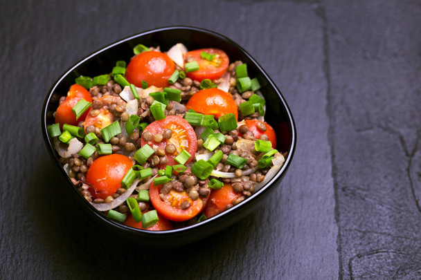Indian lentil salad with veggies. Healthy food, vegetarian and v - Fotoğraf, Görsel