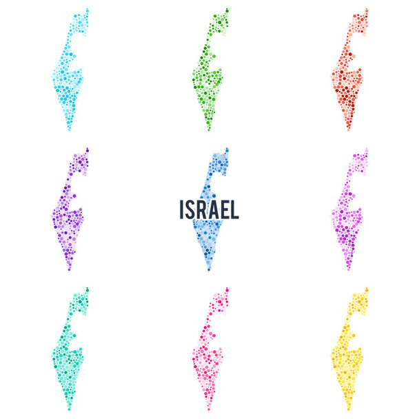 Διάνυσμα διάστικτη πολύχρωμος Χάρτης του Ισραήλ. - Διάνυσμα, εικόνα