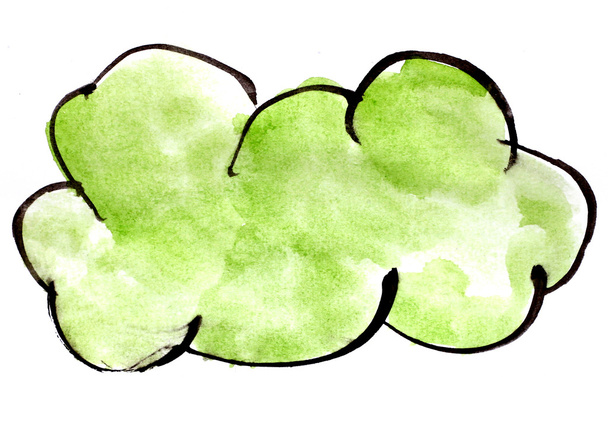 tahu zelený mrak barvy štětec barvu akvarel izolované na Svatodušní - Fotografie, Obrázek