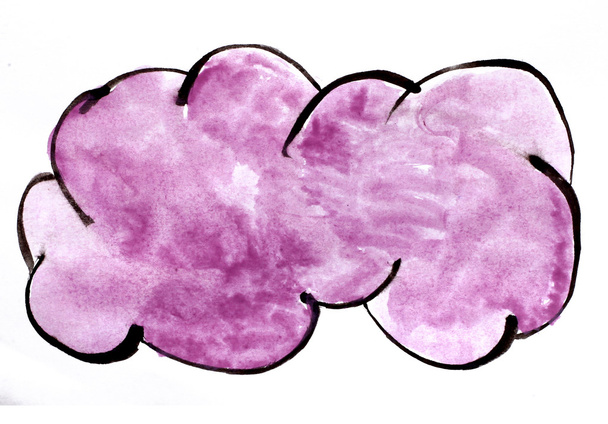 tah fialový oblak barvy štětec barvu akvarel izolované na whi - Fotografie, Obrázek