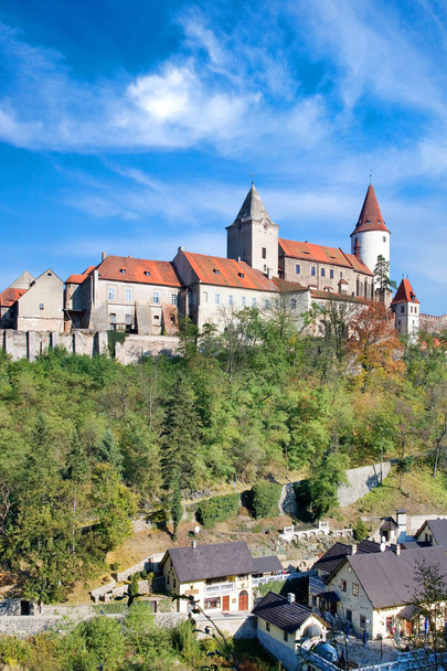 medieval gothic royal castle with ramparts Krivoklat near Rakovnik, Central Bohemia region, Czech republic. National cultural landmark. - Фото, изображение