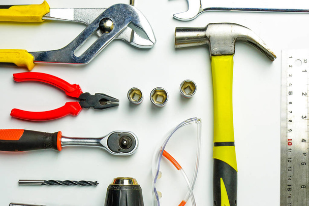Different construction tools with Hand tools for home renovation - 写真・画像