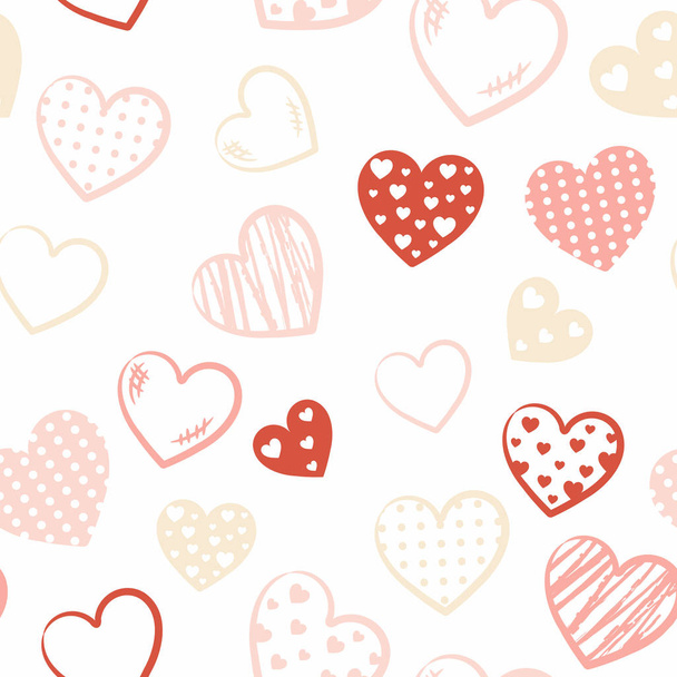 Kalp Valentine's day, kağıt veya Tekstil ambalaj için seamless modeli - Vektör, Görsel