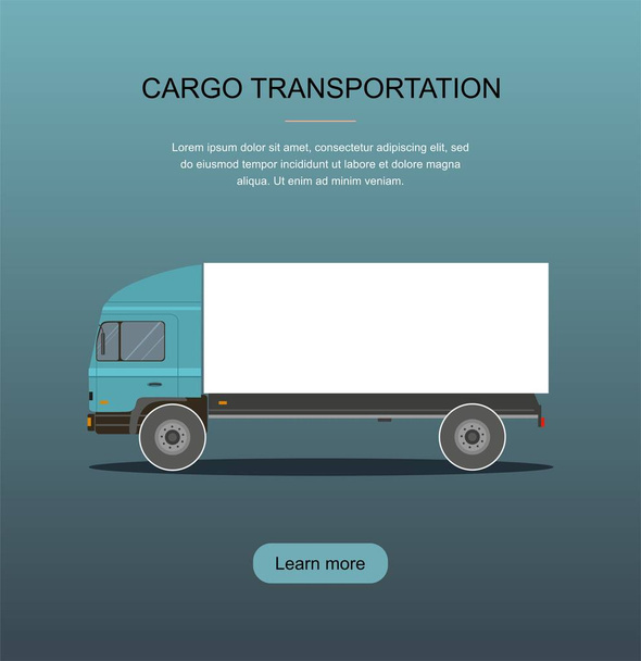 Cargo Delivery Truck Isolated on Blue Background Vector flat illustration  - Vector, Image