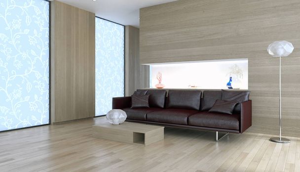 moderno interiores brilhantes 3d renderização ilustração - Foto, Imagem