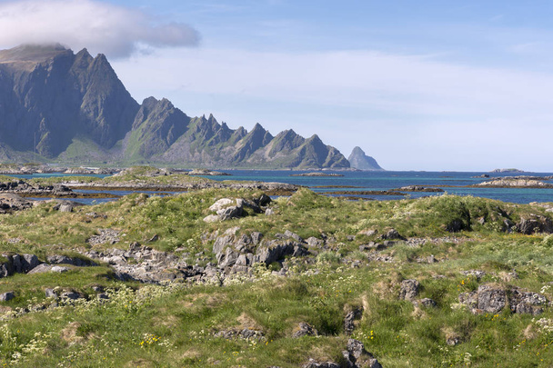 Andenes Norveç'te lofoten Adaları, tropik kumsalda genel bakış  - Fotoğraf, Görsel