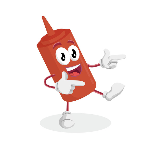 Ketchup mascot and background Hi pose with flat design style for your mascot branding. - Vector, Image