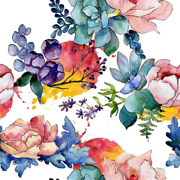 Bouquet flower pattern in a watercolor style. - Fotó, kép