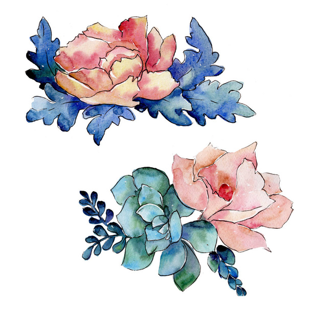 Bouquet flower in a watercolor style isolated. - Photo, Image
