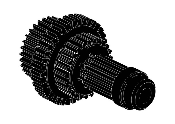 black cogwheel on a white - Vector, Image