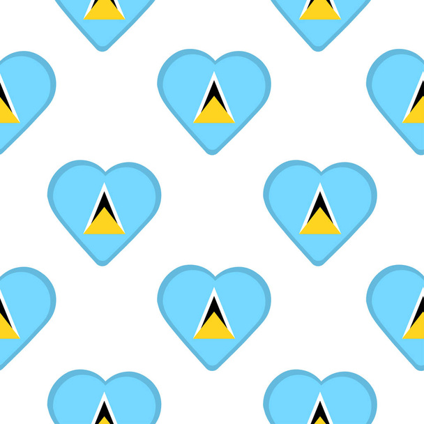 Seamless pattern from the hearts with flag of Saint Lucia.  - Vektor, obrázek