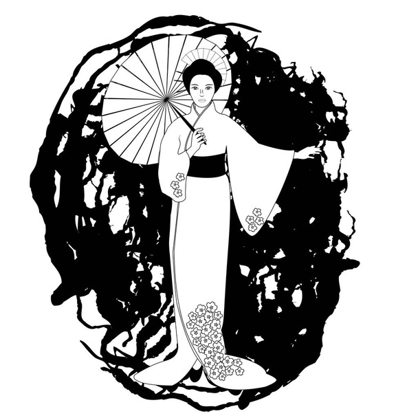 Japanese. Black and white sample. Vector illustration. Page for  - Vektor, obrázek