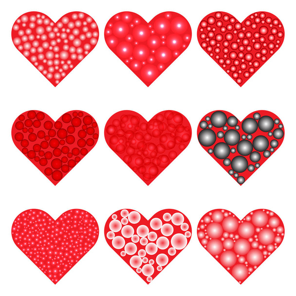 Набор икон красных сердец
 - Вектор,изображение