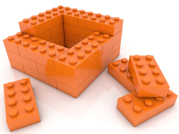 Muren van speelgoed bricks.3d afbeelding - Foto, afbeelding