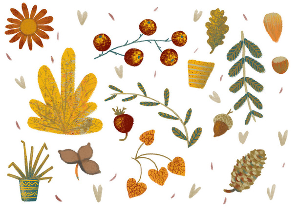 autumn set stickers leaves - Фото, изображение