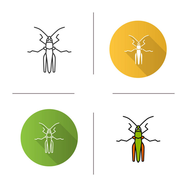  Set of grasshoppers stag icon, vector linear and colorful illustration on white background - Vector, afbeelding