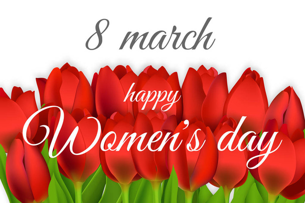 tulipanes realistas 8 marzo día de las mujeres
 - Vector, imagen