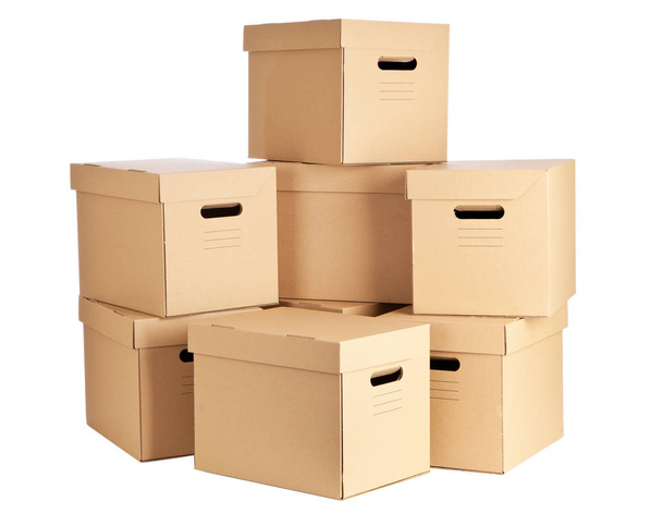 Cardboard boxes on white background - Photo, Image