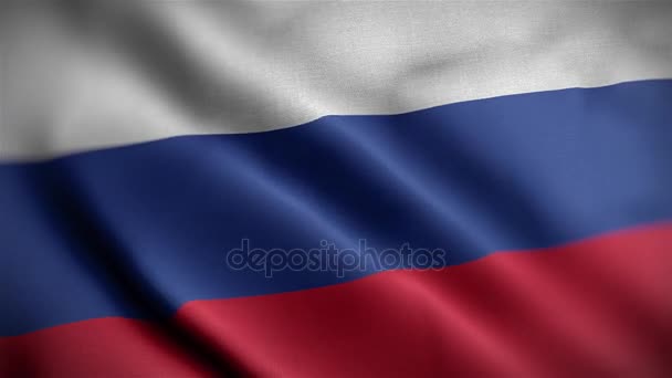 Nahaufnahme einer realistischen russischen Flagge, die im Wind weht Video-Hintergrund - Filmmaterial, Video