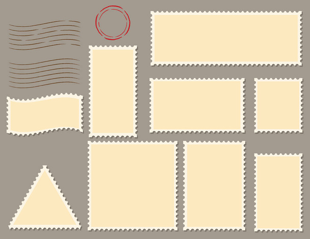 Шаблон поштових марок плоский векторний набір
 - Вектор, зображення