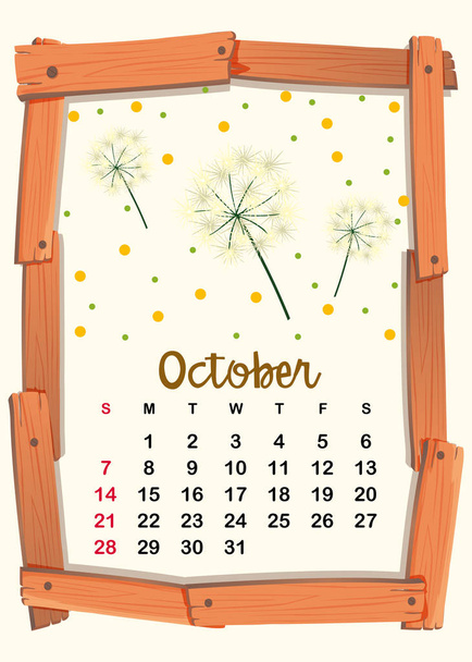 Kalendersjabloon voor oktober - Vector, afbeelding