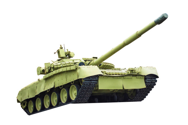 Kampfpanzer grüner Farbe isoliert auf weißem Hintergrund. - Foto, Bild