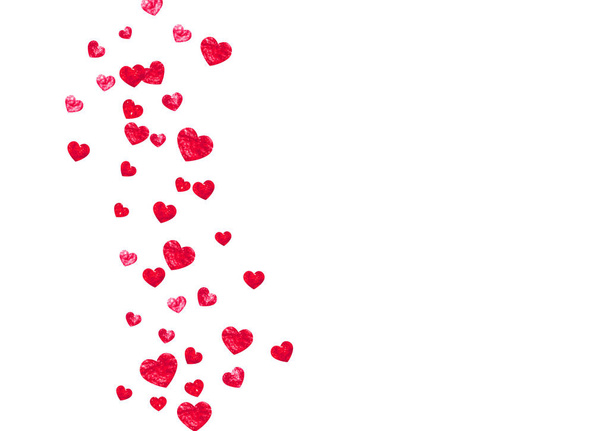 Valentinstag Hintergrund mit rosa Glitzerherzen. 14. Februar. Vektor-Konfetti für valentine Hintergrundvorlage. Grunge handgezeichnete Textur. - Vektor, Bild