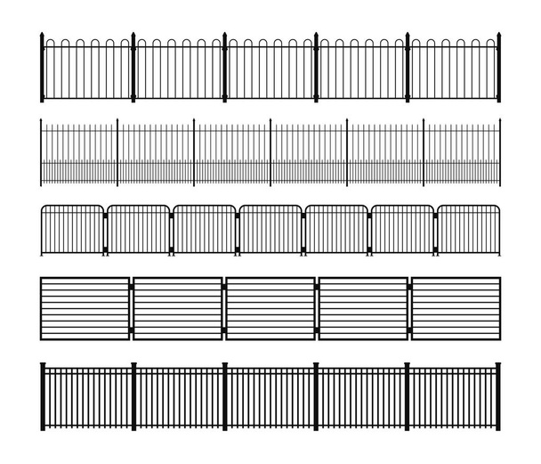 Conjunto de diferentes siluetas de valla metálica modular simple
. - Vector, imagen