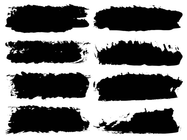 Set di pennellate artistiche grungy nero fatto a mano pennello creativo isolato su bianco
. - Foto, immagini