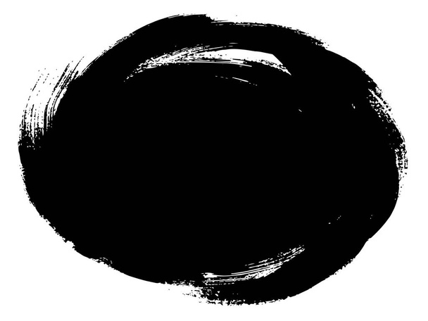 Szabadkézi ecset ecsetvonásának fekete festék vagy festék, elszigetelt fehér. - Fotó, kép