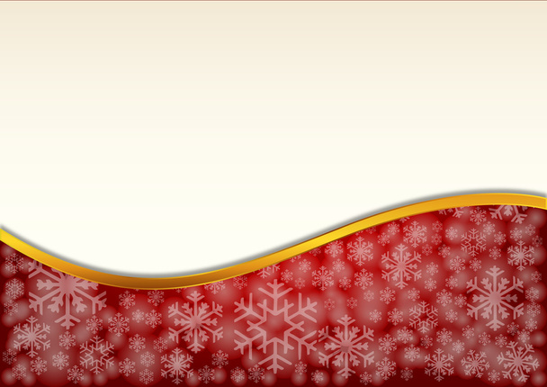 Fond rouge décoré de flocons de neige et ruban doré
 - Vecteur, image
