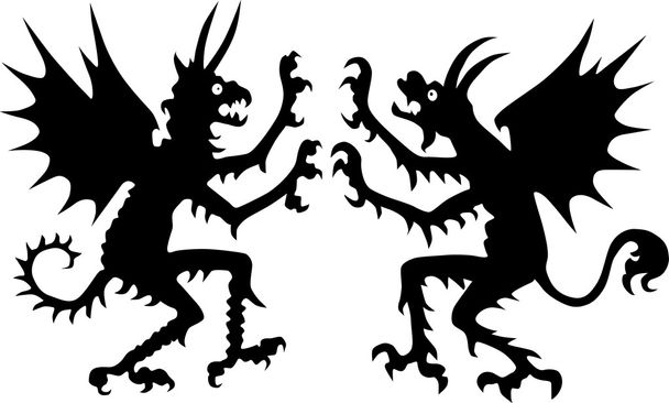Two devil silhouettes - Vector, Image