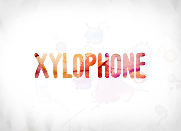 Xylofoon Concept geschilderd aquarel WordArt - Foto, afbeelding