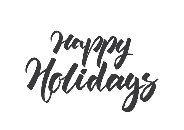 Hand drawn grunge modern brush lettering of Happy Holidays isolated on white background. - Vector, Imagen