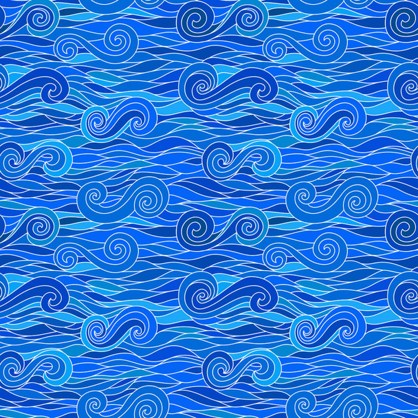 Αφηρημένο μπλε απρόσκοπτη μοτίβο με τα κύματα, εικονογράφηση διάνυσμα - Διάνυσμα, εικόνα