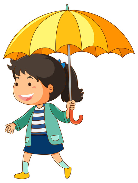 Menina com guarda-chuva amarelo
 - Vetor, Imagem